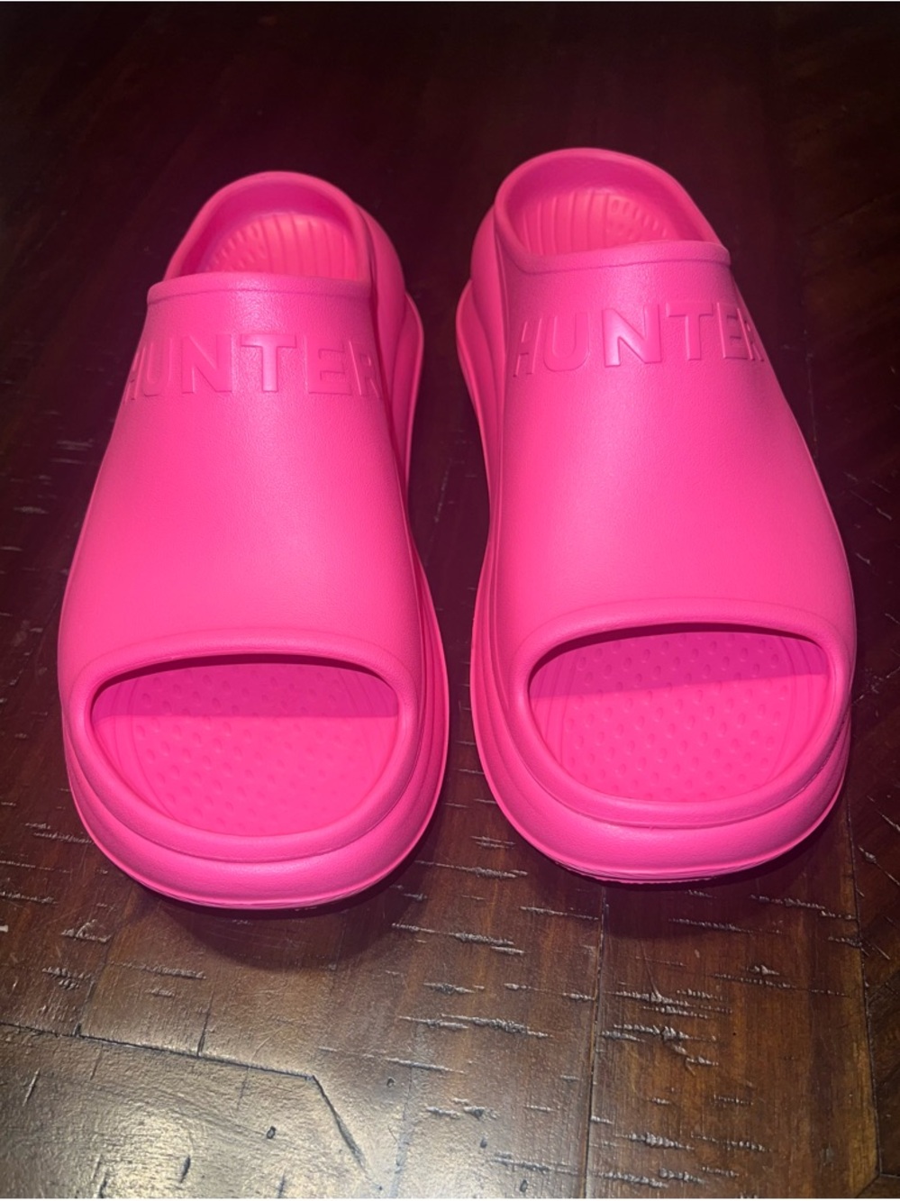 Hunter Women’s Haddie Hot Pink Platform Chunky Sandals Slides Size 9